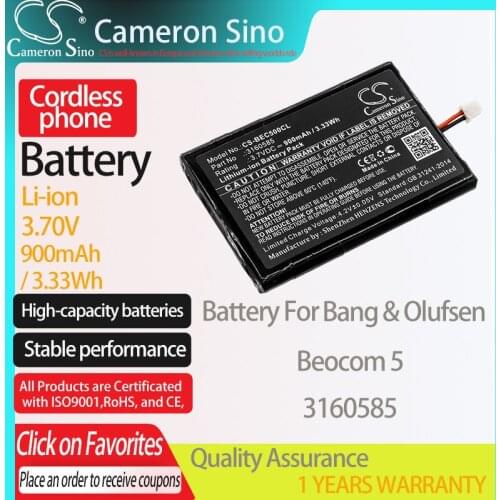 CameronSino Battery for Bang & Olufsen Beocom 5 fits Bang & Olufsen 3160585 Cordless phone Battery,Landline battery 900mAh 3.70V