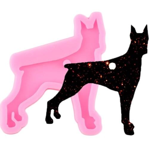 Shiny Glossy Dog Silicone Mold Keychain Polymer Clay Pendant Molds Fashion Jewelry Necklace Jewelry Epoxy Crafting Moulds