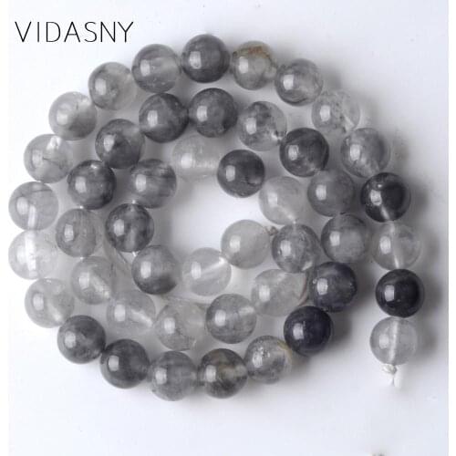 Natural Stones Grey Cloudy Quartz Beads For Jewelry Making 4 6 8 10 12mm Round Spacer Beads Fit For Bracelets Jewellery 15inch
