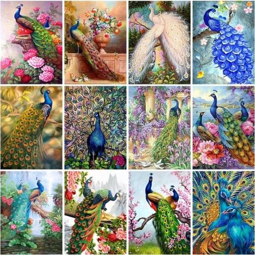 DIY Peacock 5D Diamond Painting Animal Diamond Embroidery Cross Stitch Kits Full Round Drill Diamond Mosaic Home Decor Gift