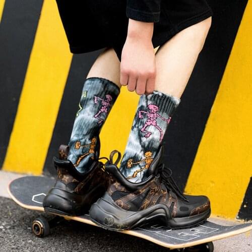 Cotton Street European and American skateboard thick thread couple tie dye pile socks wholesale socks tide socks