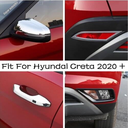 Chrome Exterior Accessories For Hyundai Creta 2020 2021 Carbon Fiber Rear View Mirror / Side Door Handle Decor Cover Trim ABS