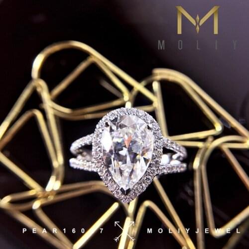 100% 18K gold ring and moissanite diamond 2ct D VVS Luxury wedding ring With national certificate SW17