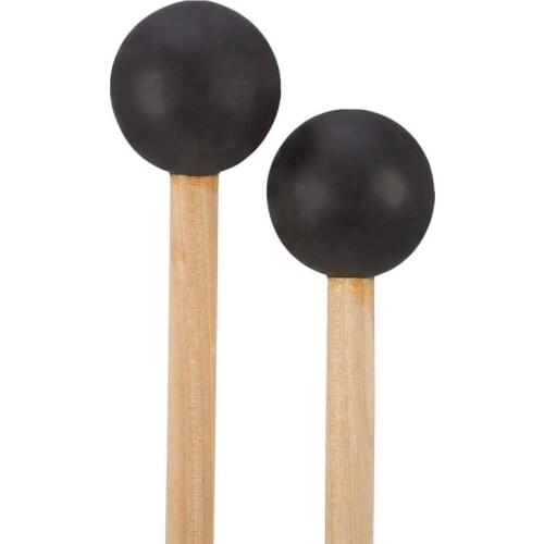 Bell Mallets Glockenspiel Sticks, Rubber Mallet Percussion with Wood Handle, 15 Inch Long (Black)