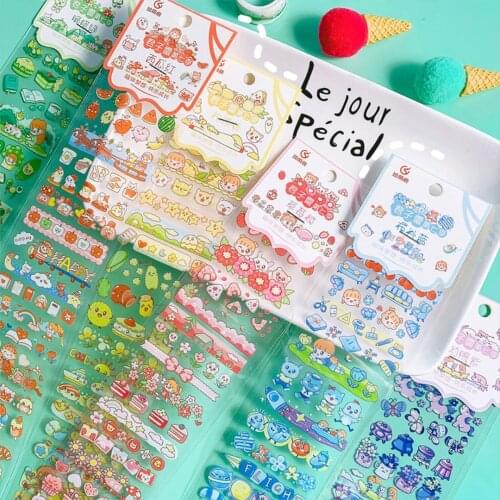Cute Cartoon Animal Stickers Creative Transparent Hand Account Diary Decoration DIY Sticker Photo Album Student Stickers