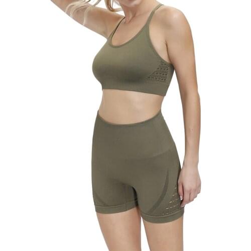 LANTECH Women Sports Suits Set Yoga Sets Gym Fitness Exercise Shorts Sportswear Push Up Squat Sports Bra Clothing Active