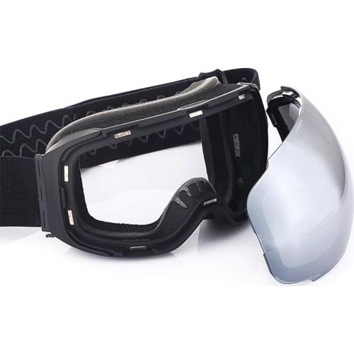 Winter Snowmobile Ski Goggles Double Layers Lens Mask Anti-fog Detachable Skiing Snowboard Skating Goggles UV400 Protection