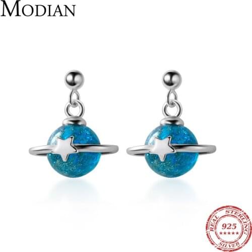 Modian Star Crystal Stud Earrings for Women 925 Sterling Silver Satellite Galaxy Ear Studs Sterling Silver Korean Style Jewelry