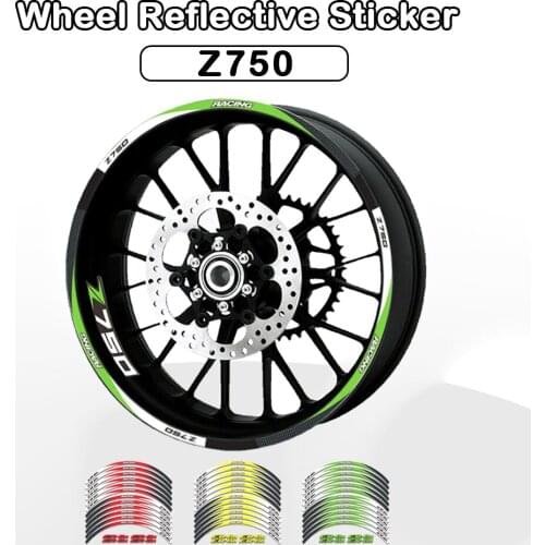 Motorcycle 12 Strips Sticker Decals Reflective Waterproof Wheel For Kawasaki Z750 Z 750 Z750R Z750S 2008-2013