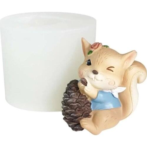 N80B 3D Animal Squirrel Silicone Mold Crystal Epoxy Plaster Mould Aromatherapy Candle Making DIY Supplies