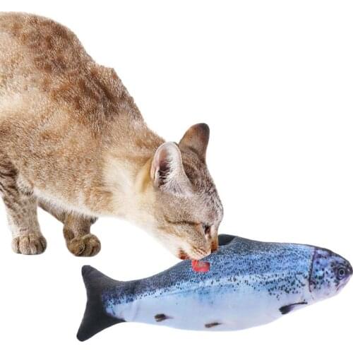 New Cat Chew Toy Realistic Electric Movable Fish Tail Interactive Kitten Toy Cat Chew Bite Catnip Toys Cats Supplies Accessories