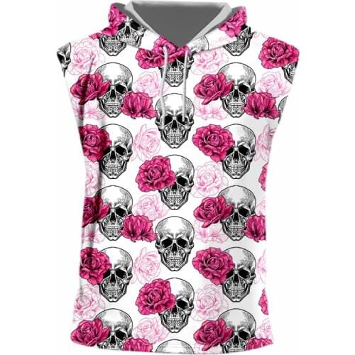 New Hooded Tank Tops EU Size Skull Floral 3d Print Women/men Funny Casual Streetwear Oversized Sleeveless Top Vest IFPD Clothing