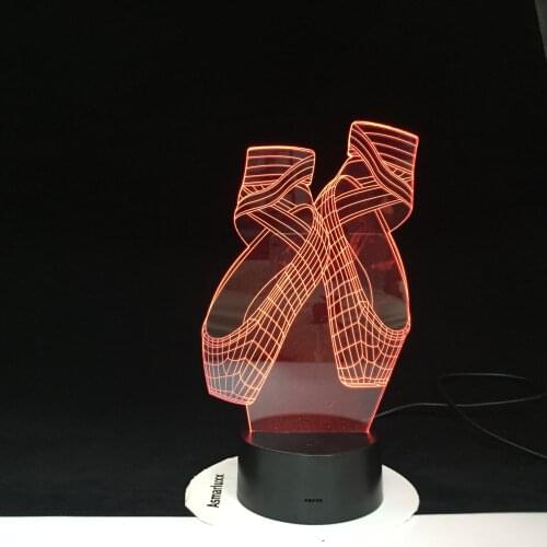 Creative Ballet Shoes 3D LED Night Lights Colorful Led USB Table Lamp Girl Bedside Decor Lighting Gift Dropshipping 1827