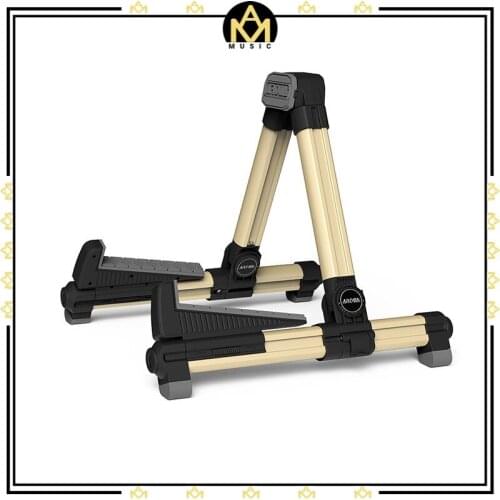 Gold color AROMA AGS-08 Electric Guitar Stand Folding Adjustable Guitar Stand Aluminum Alloy A-Frame Stand