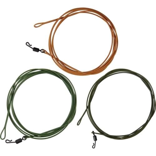 8pcs Fishing Tackle Carp fishing Leader Line Strong Fluorocarbon Wire Leader With Rolling Quick Change Swivels 1M Length