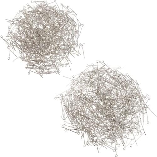 1000X Silver Eyepin Metal Eye Pin Needles Finding for Jewelry Making Beading