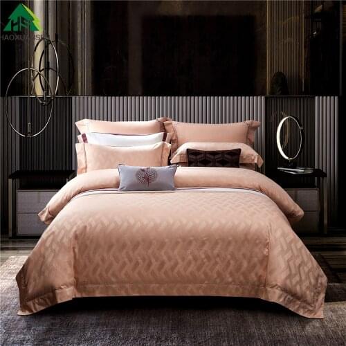Light Pink Fabric Wavy Design 4Pieces Yarn Dyed Jacquard Bedding Sets Bed Linens King Size Duvet Cover Set Pillowcase Bedsheet