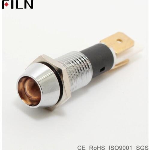 FILN metal pilot lamp indicator light 10mm red yellow blue green white 12v 220v led