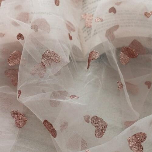 2 Yards Lovely Glitter Sweet heart Lace Fabric Tulle Lace Soft Ivory Mess Net For DIY Wedding Veil Dress Blouse Gloves Tutu
