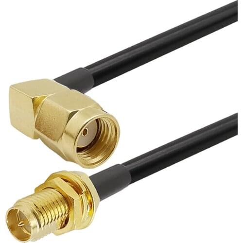 RP-SMA Male Right Angle to RP-SMA Female LMR200 WiFi Antenna Extension Cable For WiFi Router Gateway External Antenna Equipment