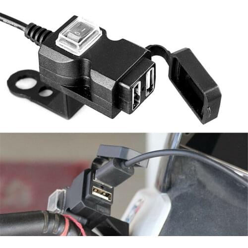 Universal Motorcycle Handlebar Cell Phones Dual USB Mobile Phone Charger Socket Adapter Waterproof