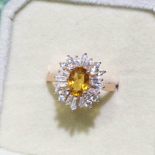 High-quality Citrine S925 Sterling Silver Popular T Drill Ring Fashion Fine Wedding Jewelry for Women Free shipping MeibaPJ FS