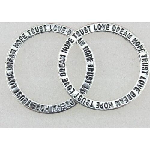 100pcs Tibetan Silve DREAM hope trust love circle Charm zinc alloy charm for DIY supply handicraft jewelry accessory 35mm