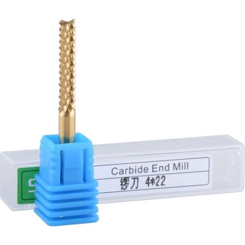 2pcs 4x22mm TiN Carbide Tungsten Corn Cutter cutting PCB milling bits end mill CNC router bits for Engraving machine