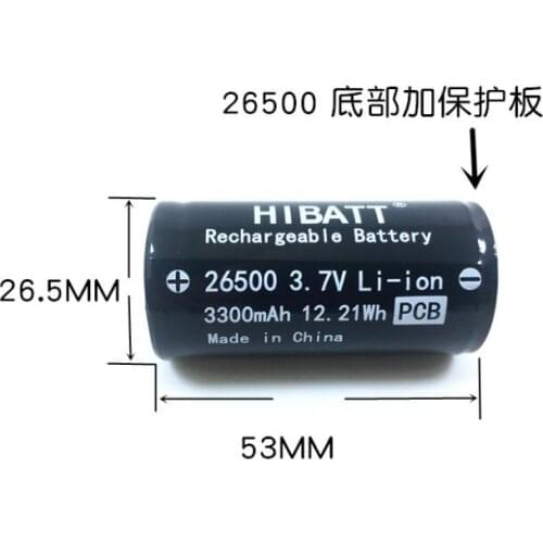 2PCS ICR26500 3300MAH stabilizer lithium battery/flashlight plus protection board battery 26500
