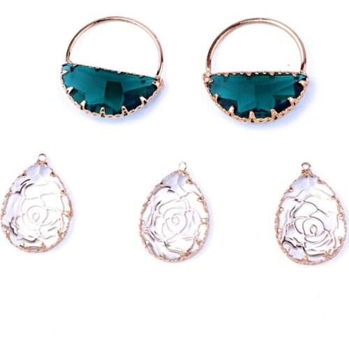 2pcs Transparent Crystal Drop Earring Charms Classic Pendants Necklace Accessory Diy Bracelet Dangle Earrings Women Jewelry Make