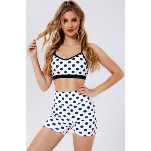 2020 Sexy Dot Women Sprorts Set Female Yoga Suit V-neck Backless Sets Beachwear Workout Clothes for Women