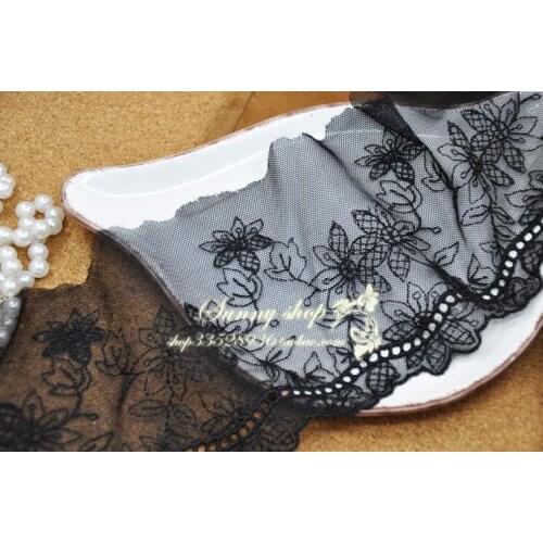 3 Meters 11cm Black Lace Trim Fabric Edge Wedding Dress DIY Accessories Embroidered Lace Ribbon