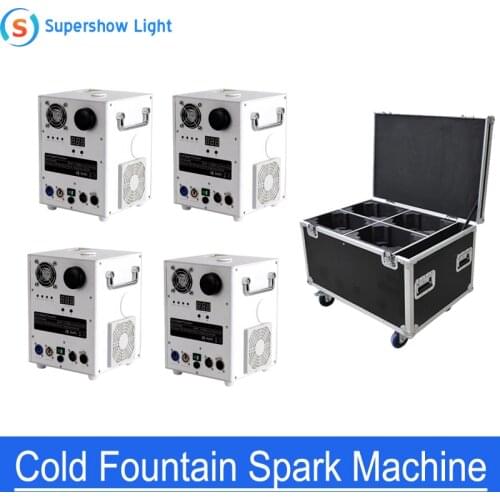 4pcs with Flightcase Remote Control Fireworks Dance Stage White Cold Spark Fountain Machine for Wedding Party