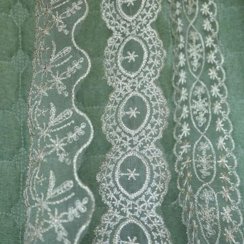 5yards embroidery flower Milk silk lace trims for Clothes Gold thread lace trimmings and ribbons for dress DIY craft accessories