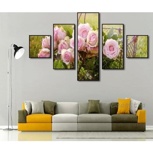 5 Pieces 4 Pieces Nordic Minimalist Style Flower Small Fresh Art Painting Living Room Background Wall Hanging Picture Frameless
