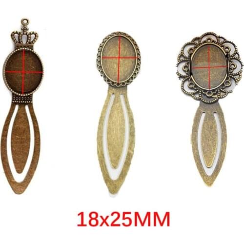 5pcs/lot Crown Bookmark Cabochon 18x25mm Base DIY Metal Bookmark Accessories For Jewelry Cabochon Bezel Setting Trays Blanks B