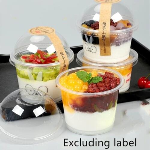 50pcs 300ml Pudding Bottle Cute Face Heat-resistant Plastic Jelly Jar Yogurt Containers Milk Cup Mousses Dessert Baking