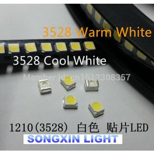 500PCS/LOT 3528 SMD LED Diode Super Bright 1210 Warm White /Cool White Each 250 pcs. 3528 WHITE 2x250=500pcs 3528 WW/CW