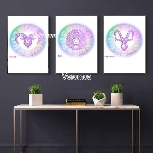 5D Diy Diamond Painting Constellations Mosaic Wall Art Astrology Sign Zodiac Minimalist Full Drill Embroidery Kids Nursery Gift