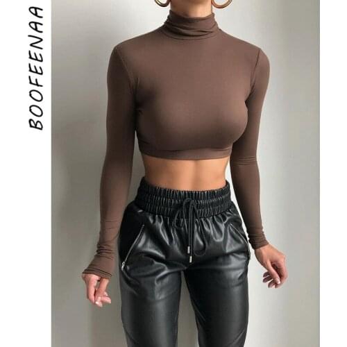 Женские базовые футболки BOOFEENAA China At AliExpress