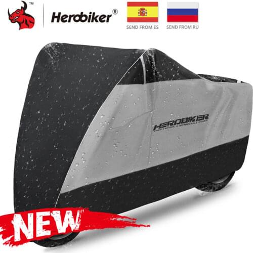 HEROBIKER Motorcycle Cover Outdoor Uv Protector Scooter Cover Bike Waterproof Dustproof Moto Rain Cover Indoor Lock-holes Design