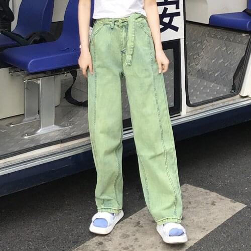 Jeans Women Loose Straight Trousers Full-length Green Vintage Harajuku Boyfriend Wind Neutral Hip Hop Womens Slouchy Denim Pants
