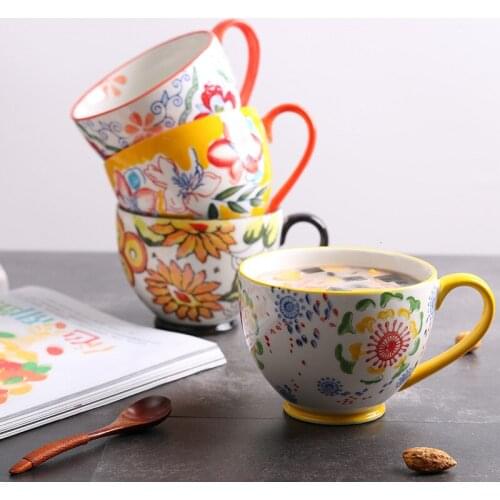 Europe Ceramic Coffee Mug Caneca Breakfast Oats Big Capacity Milk Cup Dessert Cup Lovers Cup Household Black Tea Teacup mugs