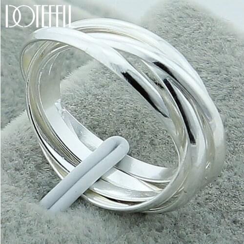 DOTEFFIL 925 Sterling Silver Five Circle Coil Ring For Women Wedding Engagement Party Fashion Charm Jewelry