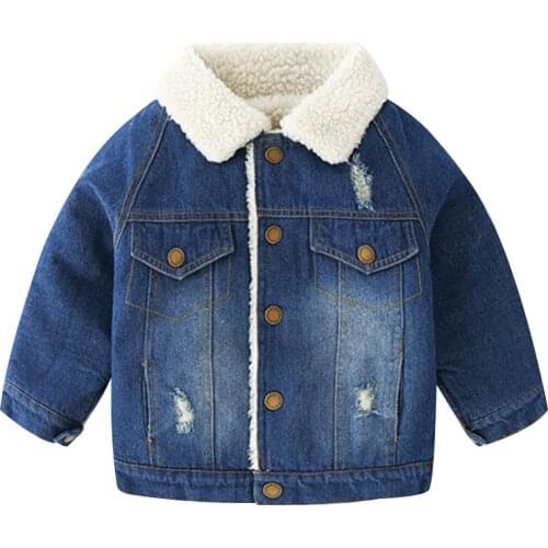 Baby Boys Jackets Thicken Lambswool Denim Jacket for Boys Kids Clothing 2-8 Y Toddler Child Coats Autumn Winter Boy Outerwear