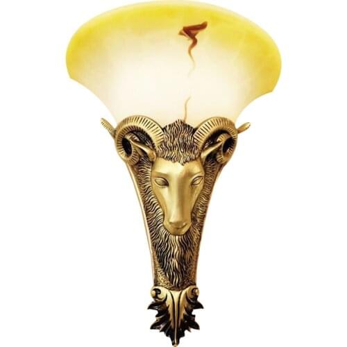 Sheep Head Wall Light Sconce LED Lighting Fixture for Living Room Decoration Bedroom Stairway Light Wall Mirror Goat Animal Lamp