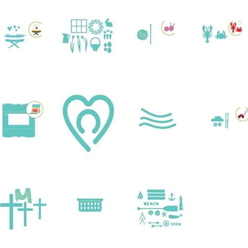 Metal Cutting Dies Love Track Slider Knitting Mower Rosette Basket Anchor Paddle Crab Shrimp Whale DIY Scrapbooking Craft 2020