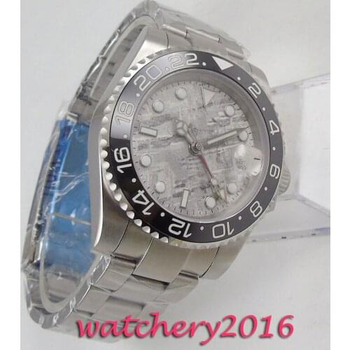 40mm BLIGER sterile gray dial GMT date sapphire glass automatic mens watch