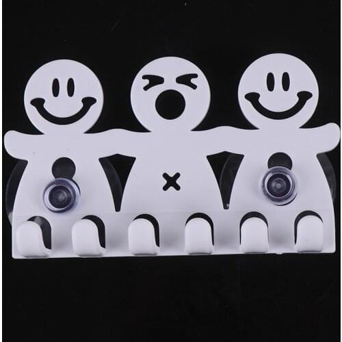 Bathroom Suction 5 Position Toothbrush Holder Rack Wall Mount Funny Smiling Face Toothbrush Stand Organizer