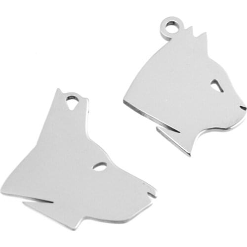 Pet dog cat name tags charm dog / cat head pendant Stainless steel mirror polished charms 50pcs